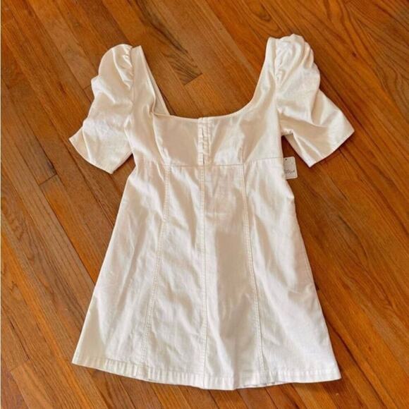 ✨ Free People✨ Cheyenne Denim Mini in Ivory - Picture 3 of 7
